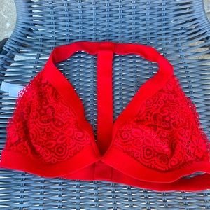 Red Lace Bralette Halter Top Racer Back Bra Women’s Bralette Lace Red Lingerie